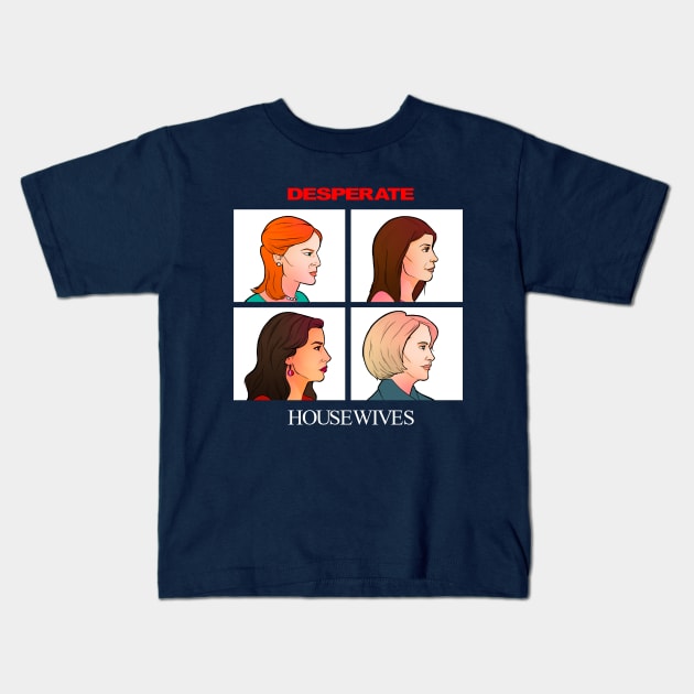 Desperate - side profile - housewives Kids T-Shirt by @akaluciarts